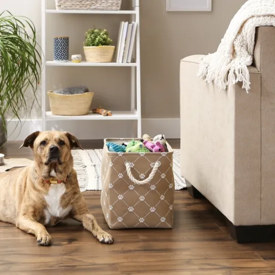 Kirkland's Home Taupe Paw Trellis Rec Gle Basket, 16 In.- Baskets & Boxes