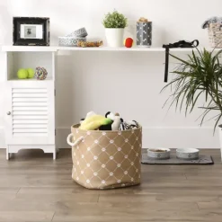Kirkland's Home Taupe Paw Trellis Round Basket, 15 In.- Baskets & Boxes