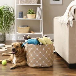 Kirkland's Home Taupe Paw Trellis Round Basket, 15 In.- Baskets & Boxes