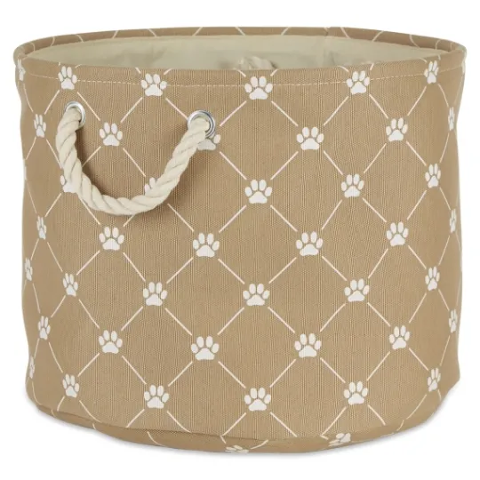 Kirkland's Home Taupe Trellis Paw Print Storage Basket, 18 In.- Baskets & Boxes