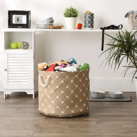 Kirkland's Home Taupe Trellis Paw Print Storage Basket, 18 In.- Baskets & Boxes