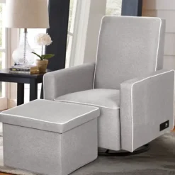 Kirkland's Home Taupe Usb Recliner And Ottoman 2-Pc. Set- Accent Chairs