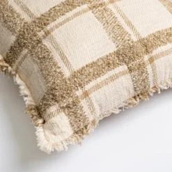 Kirkland's Home Taupe Windowpane Plaid Pillow- Pillows