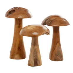 Kirkland's Home Teakwood Mushroom 3-Pc. Sculpture Set- Statues & Figurines