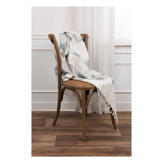Kirkland's Home Teal And Ivory Woven Stripe Throw- Blankets & Throws