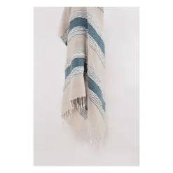 Kirkland's Home Teal And Natural Colorblock Chevron Throw- Blankets & Throws