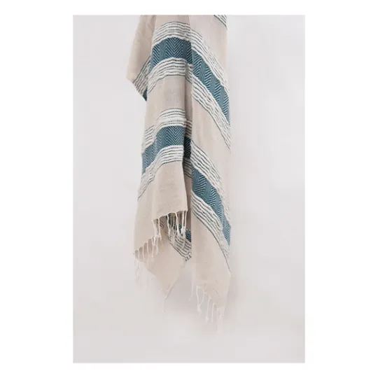 Kirkland's Home Teal And Natural Colorblock Chevron Throw- Blankets & Throws