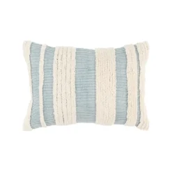 Kirkland's Home Teal And Natural Tufted Stripes Lumbar Pillow- Pillows