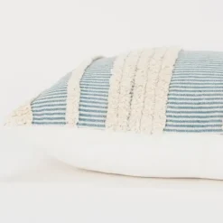 Kirkland's Home Teal And Natural Tufted Stripes Lumbar Pillow- Pillows