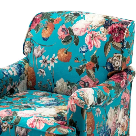 Kirkland's Home Teal Floral Classic Accent Chair- Accent Chairs