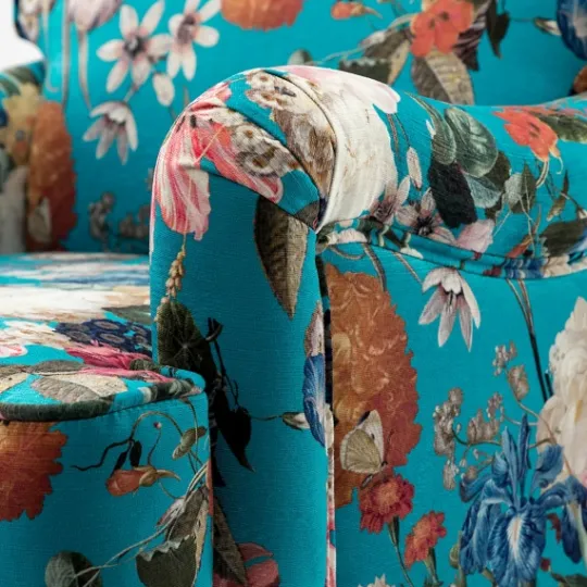 Kirkland's Home Teal Floral Classic Accent Chair- Accent Chairs