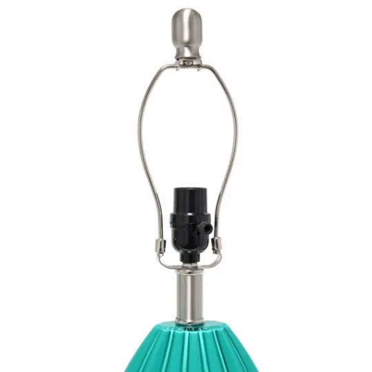 Kirkland's Home Teal Glass Pleated Table Lamp- Table Lamps