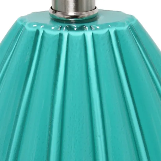 Kirkland's Home Teal Glass Pleated Table Lamp- Table Lamps