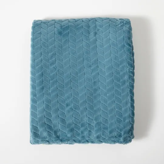 Kirkland's Home Teal Heavenly Herringbone Plush Throw- Blankets & Throws