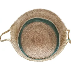 Kirkland's Home Teal Off White Woven Basket With Tassel, 17 In.- Baskets & Boxes