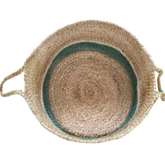 Kirkland's Home Teal Off White Woven Basket With Tassel, 17 In.- Baskets & Boxes
