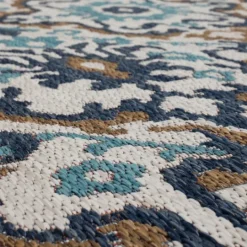 Kirkland's Home Teal Overdyed Ikats Outdoor Area Rug, 5X7- Outdoor Rugs