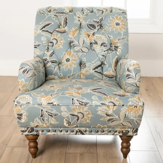 Kirkland's Home Teal Rebecca Tufted Accent Chair- Accent Chairs