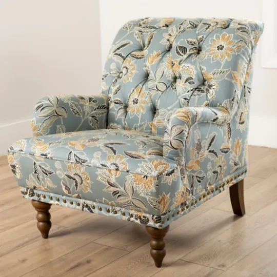 Kirkland's Home Teal Rebecca Tufted Accent Chair- Accent Chairs