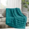 Kirkland's Home Teal Ruched Faux Fur Throw- Blankets & Throws