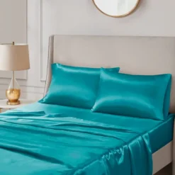 Kirkland's Home Teal Satin Standard 2-Pc. Pillow Case Set- Bed Sheets
