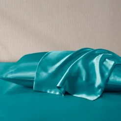 Kirkland's Home Teal Satin Standard 2-Pc. Pillow Case Set- Bed Sheets