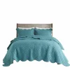 Kirkland's Home Teal Scalloped Crinkle 3-Pc. Full/Queen Quilt Set- Quilts