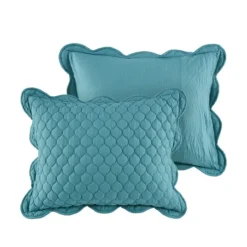 Kirkland's Home Teal Scalloped Crinkle 3-Pc. Full/Queen Quilt Set- Quilts