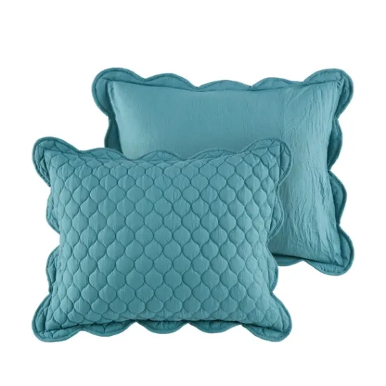 Kirkland's Home Teal Scalloped Crinkle 3-Pc. Full/Queen Quilt Set- Quilts