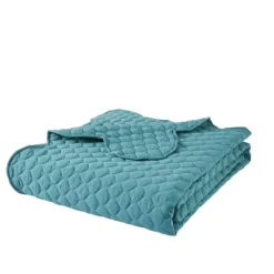 Kirkland's Home Teal Scalloped Crinkle 3-Pc. Full/Queen Quilt Set- Quilts