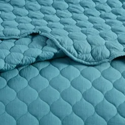 Kirkland's Home Teal Scalloped Crinkle 3-Pc. Full/Queen Quilt Set- Quilts
