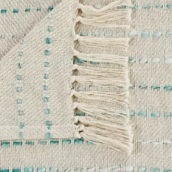 Kirkland's Home Teal Shimmer Stripe Woven Throw- Blankets & Throws