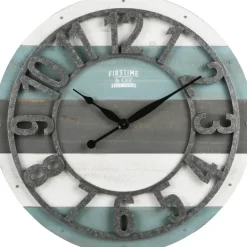 Kirkland's Home Teal Wood Plank Wall Clock- Clocks