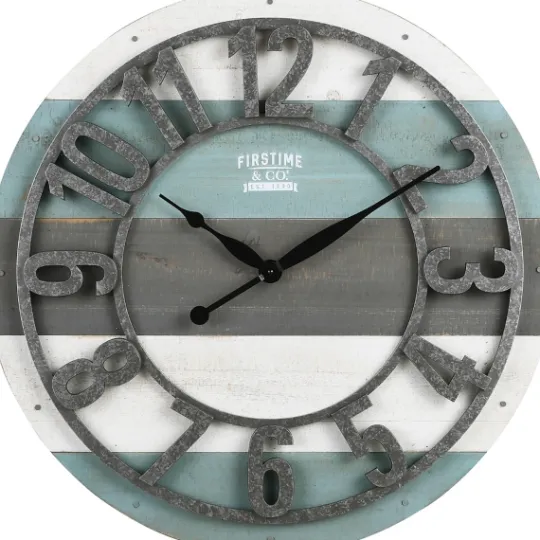 Kirkland's Home Teal Wood Plank Wall Clock- Clocks