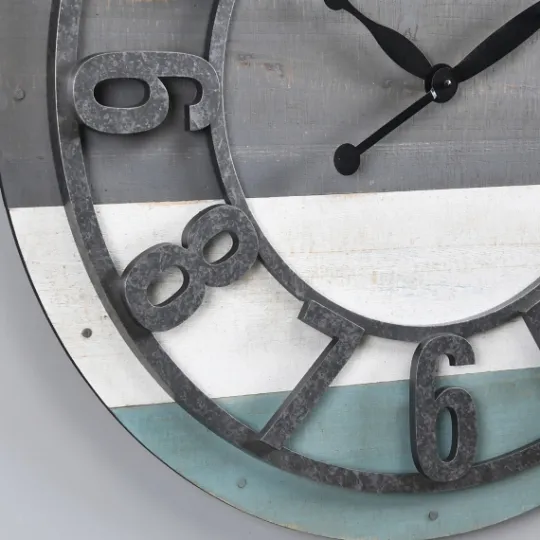 Kirkland's Home Teal Wood Plank Wall Clock- Clocks