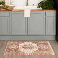 Kirkland's Home Terracotta Medallion Cushioned Kitchen Mat- Kitchen & Floor Mats