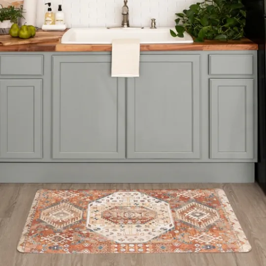 Kirkland's Home Terracotta Medallion Cushioned Kitchen Mat- Kitchen & Floor Mats