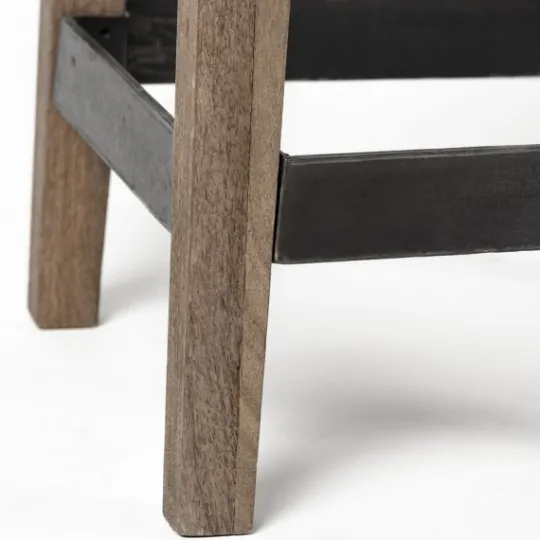 Kirkland's Home Terry Black Metal And Brown Wood Counter Stool- Bar Stools & Counter Height Stools