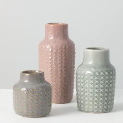 Kirkland's Home Textured Ceramic Vases, Set Of 3- Vases
