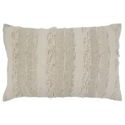 Kirkland's Home Textured Ivory Fringe Lumbar Throw Pillow- Pillows