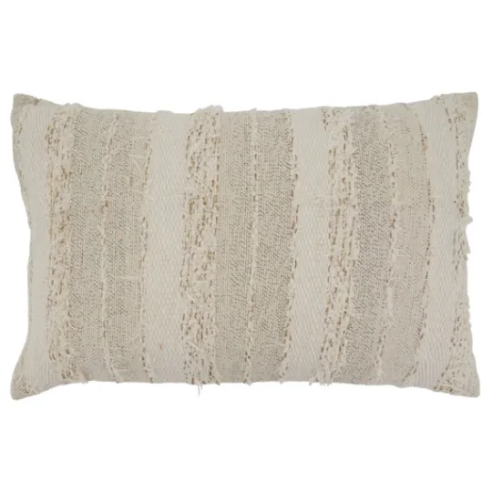 Kirkland's Home Textured Ivory Fringe Lumbar Throw Pillow- Pillows