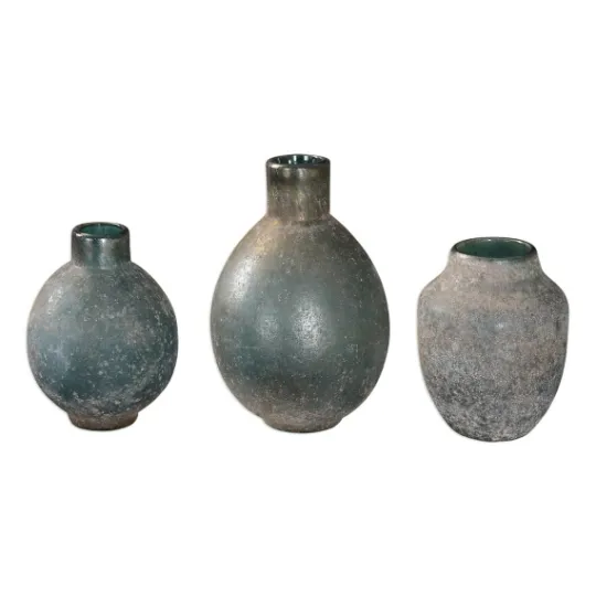 Kirkland's Home Textured Rust Ivory Glazed Vases, Set Of 3- Vases