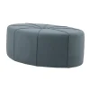 Kirkland's Home Thick Welting Center Button Oval Ottoman- Benches & Ottomans