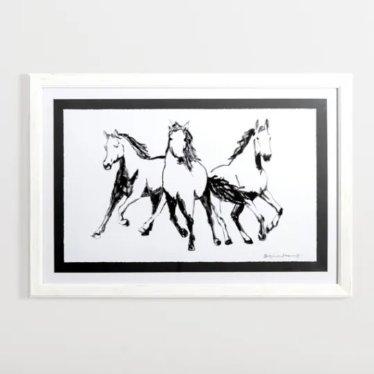 Kirkland's Home Three Sketched Horses Framed Art Print- Framed Art