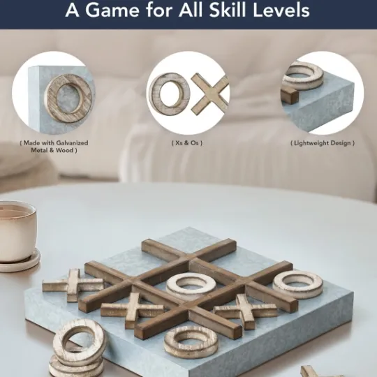 Kirkland's Home Tic Tac Toe Wood And Metal Magnetic Memo Board- Memo & Chalkboards
