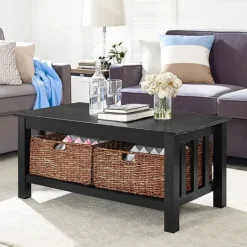Kirkland's Home Traditional Wooden Basket Coffee Table- Coffee Tables