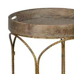 Kirkland's Home Tray Top Wood And Gold Metal Accent Table- Accent & End Tables