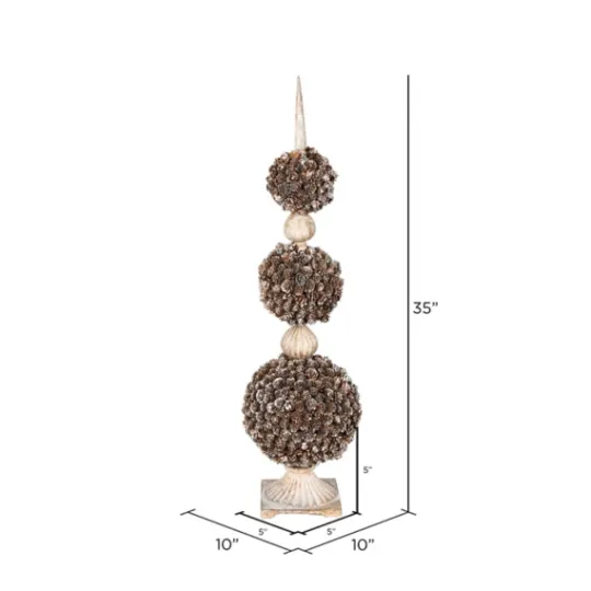 Kirkland's Home Triple Ball Pinecone Topiary On Antiqued Finial- Trees & Topiaries