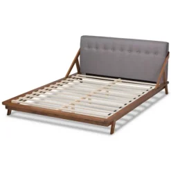 Kirkland's Home Tufted And Natural Walnut King Platform Bed- Beds & Headboards
