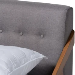 Kirkland's Home Tufted And Natural Walnut King Platform Bed- Beds & Headboards